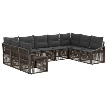 Sodo Sofų Rinkinys 9 pcs Pilka poliratanas