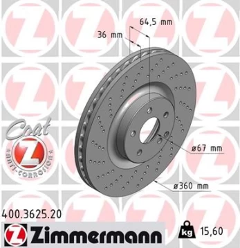 Stabdžių diskas ZIMMERMANN 400.3625.20