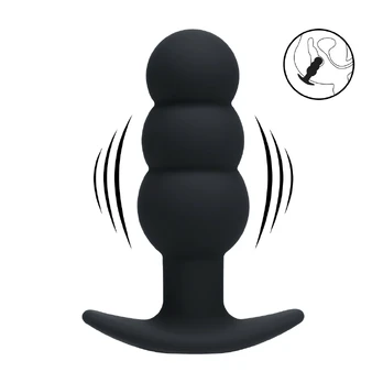 Tri Bulb vibruojantis silikoninis analinis kamštelis - juodas