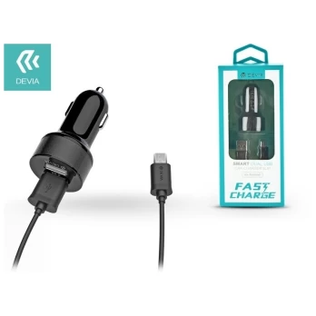 Įkroviklis automobilinis Devia Smart su 2 USB jungtimis (2.4A) + microUSB juodas