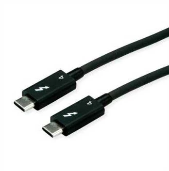 ROLINE Thunderbolt™ 4 kabelis, 40 Gbps, 100 W, C-C, M/M, aktyvus, juodas, 2 m