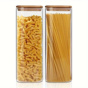 stiklinė talpa, 2 vnt. kvadratinis sandarus stiklainis-2100 ml