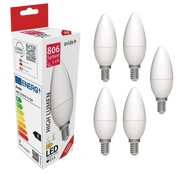 Avide LED lemputė 6.5W B35 E14 3000K 5vnt
