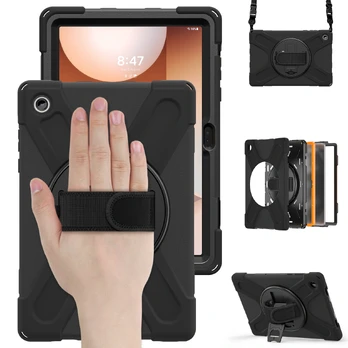 JM Rugged Case Grip for Samsung Galaxy Tab A11+ with a strap Black