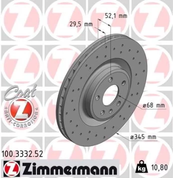 Stabdžių diskas ZIMMERMANN 100.3332.52