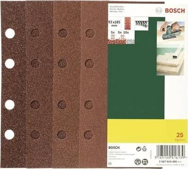 Bosch Šlifavimo popierius 93x185 mm, 25 vnt.