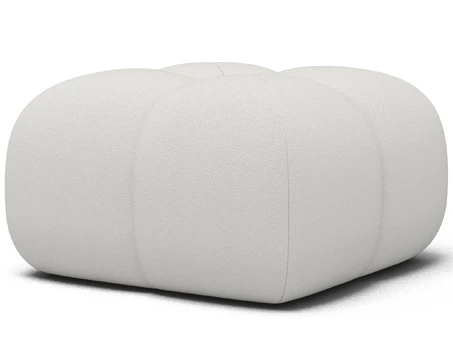 Upholstered Pouf Covio, White Velvet, Modern, White