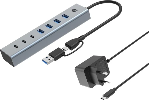 Šakotuvas CONCEPTRONIC USB-Hub 7-Port 3.2/C->4x3.0 3xUSB-C m.Netz. gr