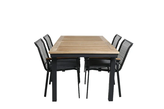 Panama Table 152/210 - Black/Teak+Dallas Dining Chair_4