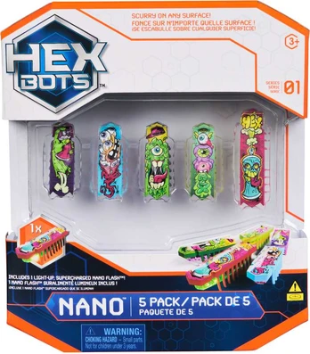 HEX BOTS Interaktyvios šviečiančios nano figūrėlės, 5 vnt.