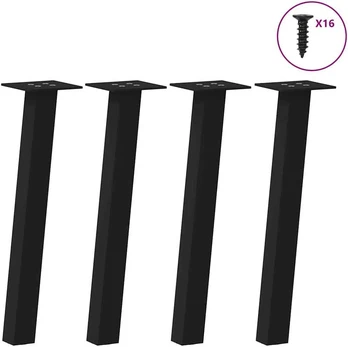 Kavos staliuko kojelės, 4 vnt., juoda, 30cm, plienas
