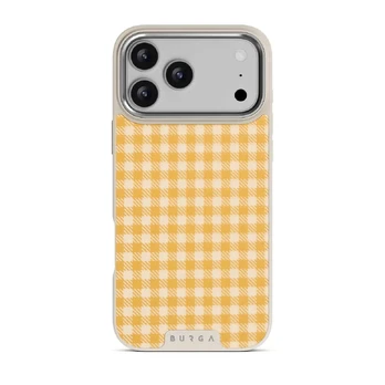 Tuscan Sun - Yellow Plaid iPhone 17 Pro Max Case, Elite Light (MagSafe) / Silver