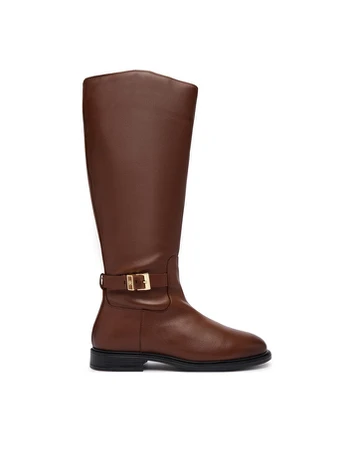 Tommy Hilfiger Ilgaauliai Th Buckle Leather Knee Boot FW0FW09572 Ruda