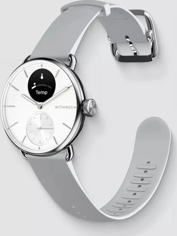 Išmanusis laikrodis Withings Scanwatch 2, 38 mm, Sidabrinės spalvos korpusas su juodos spalvos dirželiu