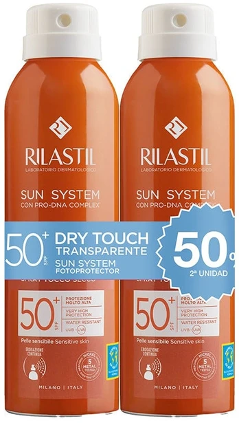 Rilastil SUN SYSTEM SPF50+ SPRAY TRANSPARENTE DRY TOUCH PACK 2 x 200 ml