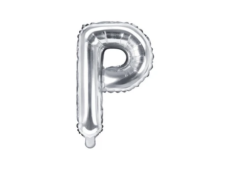 Folinis balionas Raidė "P" 35 cm, sidabrinis