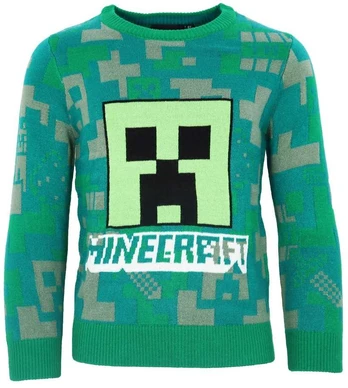 Minecraft Žalias vaikiškas megztinis 9 metai