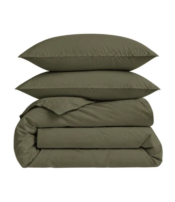 Perkelio patalynės komplektas „Moss Green Percale“ (160x200 cm)