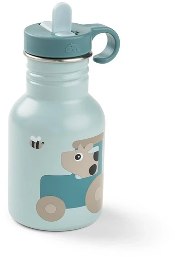 Done by Deer metalinė gertuvė su šiaudeliu Tiny Farm Mėlyna, 350 ml