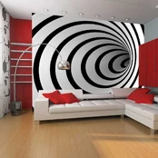 Artgeist Fototapetas - Juodas and baltas 3D tunnel kaina