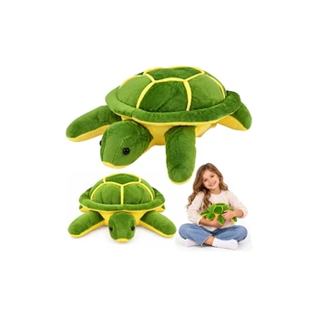 Lean Toys Pliušinis vėžlys, žalias ir geltonas, 23 × 19 × 10 cm