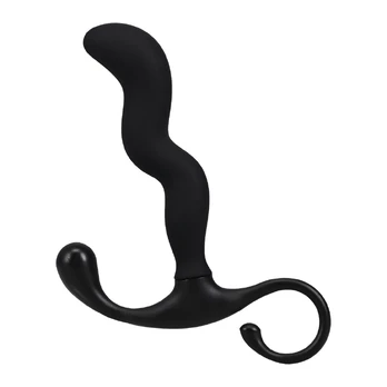 OptiMALE Zig Zag Silicone Prostate Massager Black 11.4cm Ergonomic Design