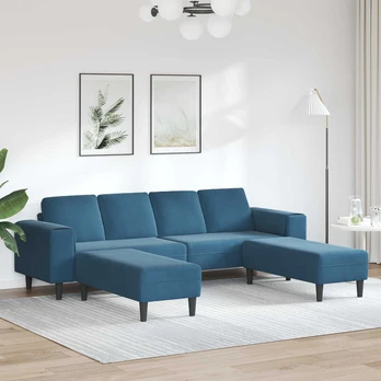 Sofos komplektas 3 pcs Mėlyna Aksomas