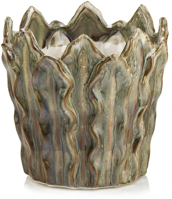 POLNIX Keraminis vazonas LA QUEMADA, apvalus, žalias, 14 x 12(A) cm
