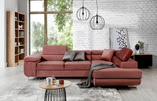 Kampinė sofa Anton su patalynės dėže, audinys Monolith 63
