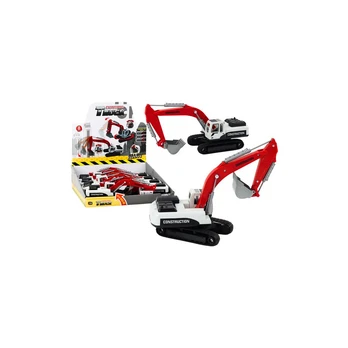Lean Toys Vikšrinis ekskavatorius Baltas ir raudonas metalinis kaušas