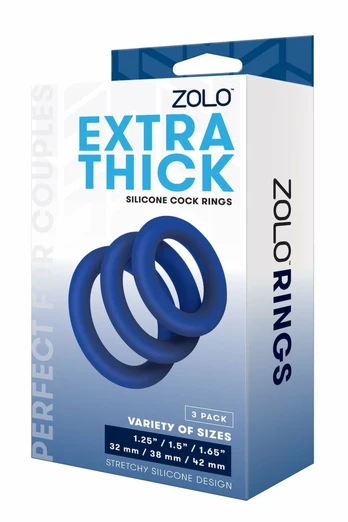 ZOLO Extra Thick Silicone Ring Set 3-Pack - Adjustable Sizes, Black