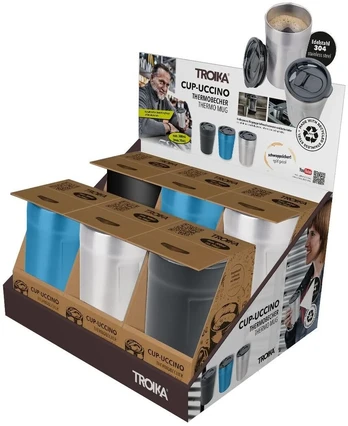 TROIKA Thekendisplay 6xCUP-UCCINO Thermobecher