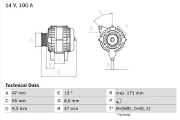 BOSCH 0 986 040 370 Alternator kaina