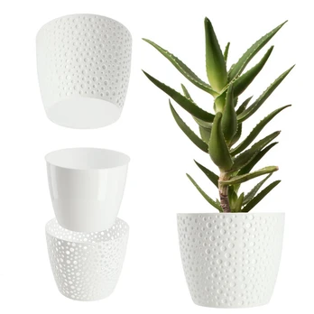 Baltas plastikinis vazonas 13 cm