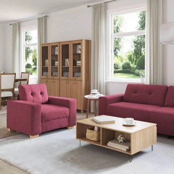 3 dalių sofa su pagalvėlėm vyno raudonos spalvos