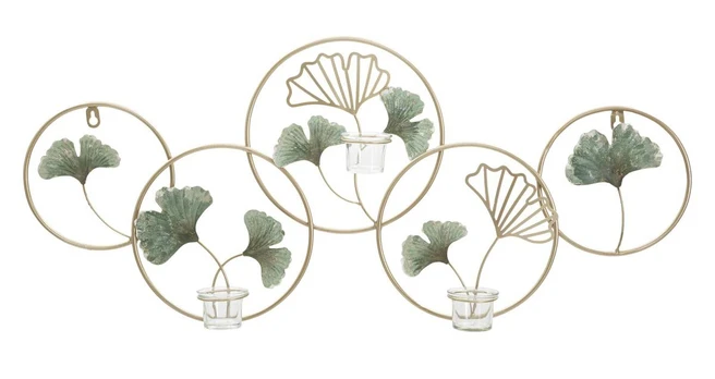 Sieninė žvakidė Greenery, 3 indeliai, 80 × 35,5 × 7,5 cm