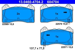 Stabdžių trinkelių rinkinys, diskinis stabdys ATE 13.0460-4704.2 kaina