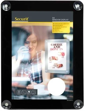 Plakat Ramme Securit A4 UV resistent Sort til vindue,1 stk