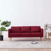 Trivietė sofa, vyno raudonos spalvos, audinys kaina