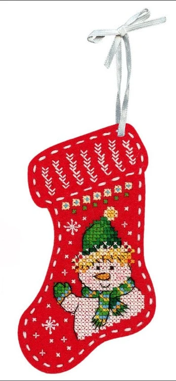 Christmas felt sock "Hello from the snowman" ST-973