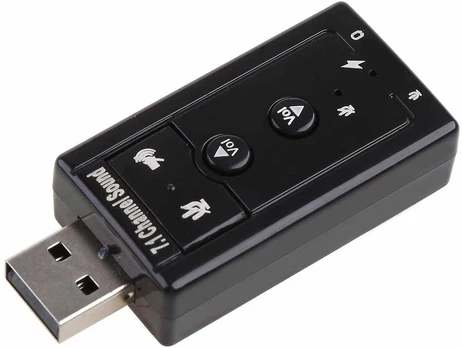 RoGer USB Audio card with microphone input / Virtual 7.1 / sidabrinis