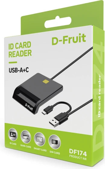 D-Fruit ID card reader USB-A/USB-C DF174, black