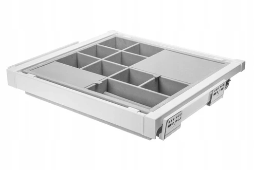 Drawer Elite with organizer 600 mm with soft closing, baltas