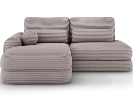 Ripeli Corner Sofa Bed with Storage, Light Grey Velvet, Left-Hand Facing, Modern, Light Gray