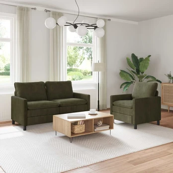 Sofa Sofos komplektas 2 pcs Žalia Poliesteris