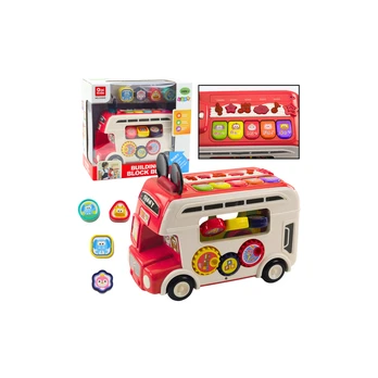 Lean Toys Interactive Educational Bus Sorter Lights Sounds Raudona