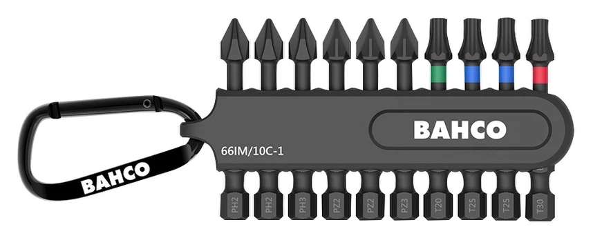 Smūginių antgalių rinkinys 50mm, 10vnt, su karabinu, PH,PZ,TORX