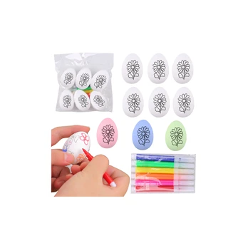Lean Toys Easter Styrofoam Eggs For Painting Markers Flower Pattern D 6pcs