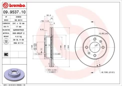 Stabdžių diskas BREMBO 09.9537.10 kaina