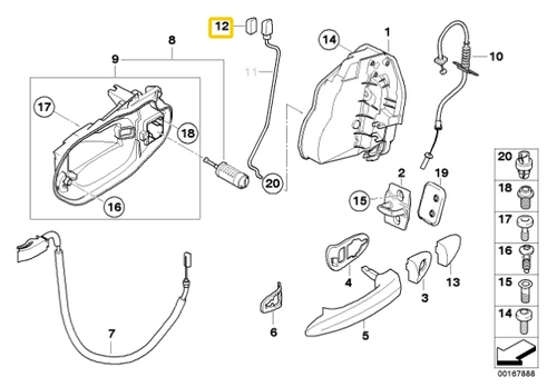 Originalus BMW E83 E83N SUV durų užrakto mygtukas OEM 51213403301